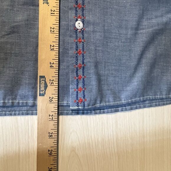 VTG 1970's Big Mac Womens Blue Embroidered Chambray Shirt God Bless America - Picture 8 of 10